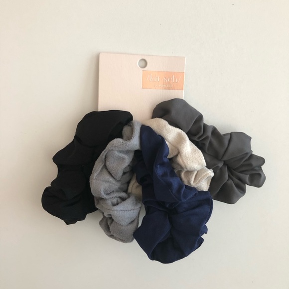 Kitsch Accessories - 4/$25 Kitsch Scrunchies Hair Ties Suede Grey Black